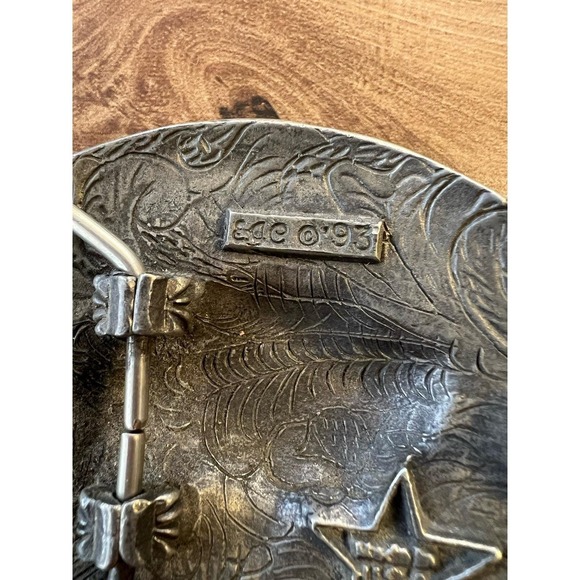 Vintage Western Ram Goat Belt Buckle Ornate Silver Tone Heavy Oval 1993 - Picture 5 of 7